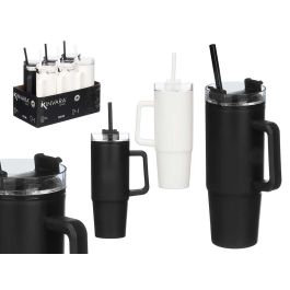 Kinvara Vaso con Asa y Pajita de Plástico PP/PS, Blanco y Negro, 800 ml, 13x30x9 cm (Modelo Surtido) (12 Unidades) Precio: 44.5000006. SKU: B1928HVJSC
