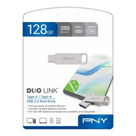 PNY DUO LINK Memoria USB 128 GB USB Type-A / USB Type-C 3.2 Gen 1 Velocidad de Lectura 200 MB/s Acero Inoxidable Precio: 33.4999995. SKU: B168FSBLKT