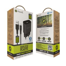 Cargador de Pared Muvit for Change Negro 12 W (2 Unidades)