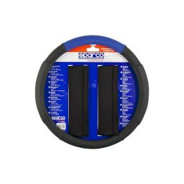 Sparco SPC1111KAZ Funda Volante y Almohadillas Universales Negro-Azul | Juego Antideslizante Lavable 100% Poliéster