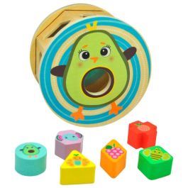 Frootimals Encajable formas madera Miss Pio Chickicado. Rompecabezas y encajable rodante para aprendizaje temprano y estimulación motora