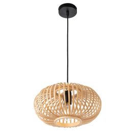 Lámpara Colgante Deo SKD-P80112 Ratán Natural, Estilo Boho-chic, Casquillo E27. Ideal para Bombillas LED CCT/RGB