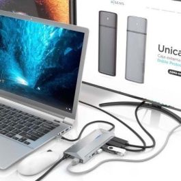 AISENS - USB-C DOCK 12 EN 1, USB-C A 2XHDMI, 1XRJ45, 3XUSB-A, 2XUSB-C, 1XUSB-C PD, 1XAUDIO, 1XSD, 1XMICRO SD, GRIS, 15CM