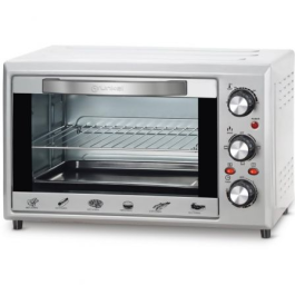 Grunkel Horno Eléctrico de Sobremesa HR-28SILVER, 28 Litros, 1600W, con Convección, 3 Modos de Cocción, Luz Interior, Temporizador 60 min, 230°C, Color Plata