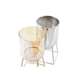 DKD Home Decor Portavela Navidad Moderna Cristal y Metal Dorado Plateado 9x9x17 cm Surtido (6 Unidades)