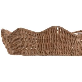 DKD Home Decor Centro de Mesa Tropical Ratan y Metal Natural 36 x 36 x 8 cm Set de 2 Unidades