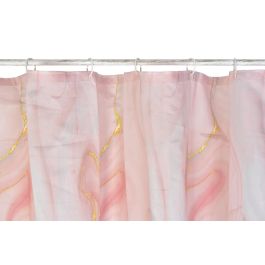 DKD Home Decor Cortina Glam Melocotón Poliéster 180x180 cm Pack 6 Unidades Colección Mármol Glam