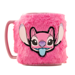PYRAMID Taza Angel Disney 440ml con Funda de Peluche de Nylon - Cerámica Apta para Microondas y Lavavajillas