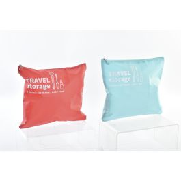 DKD Home Decor Organizador de Viaje de Poliéster para Artículos Personales 24x26 cm - Set de 12 Unidades en Colores Surtidos Coral y Turquesa