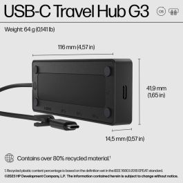 HP USB-C Travel Hub G3 - Hub de Viaje Compacto con 5 Puertos y Power Delivery Escalable