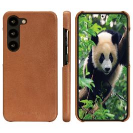 dbramante1928 Lynge - Flip-Hülle für Mobiltelefon für Samsung Galaxy S23 - Funda tipo Folio de Cuero Ecológico Vollnarbenleder Marrón Claro con Cierre Magnético y Carga Inalámbrica