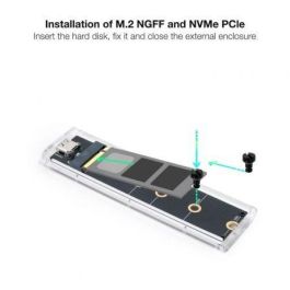 TooQ TQE-2200 Caja Externa para Disco SSD M.2 NVMe USB 3.1 Gen2 10Gbps Transparente RGB Sin Tornillos