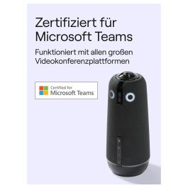 Owl Labs Meeting Owl 4+ - Cámara de videoconferencia inteligente 360° 4K, micrófono y altavoz, enfoque automático, certificada para Teams, color carbón