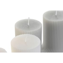 DKD Home Decor Vela Urban Decorativa de Cera Gris Blanco, 405 gr, 26h de Duración - Pack 12 Unidades (5x11x11 cm)