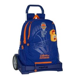 Safta Mochila con Carro Evolution Valencia Basket 665, Color Azul y Naranja, 32x44x16cm