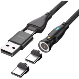 4smarts Cable Magnético USB-C/A GravityCord 100W 1.8m Negro para Carga Rápida y Sincronización de Datos