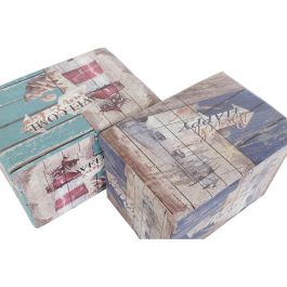 Caja Plegable Mediterraneo DKD Home Decor Multicolor 40 x 40 x 59 cm (2 Unidades)