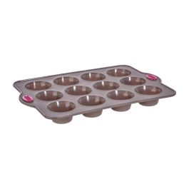 5Five Molde para 12 muffins de silicona, 33x23,5x3,5 cm, gris/rojo