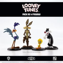 CMON LTM002ES Pack de 4 Figuras Juego de Tablero Looney Tunes Mayhem: Silvestre, Piolín, El Coyote y El Correcaminos