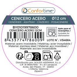 Confortime Cenicero de Acero Inoxidable de 12 cm de Diámetro - Ideal para Hogar y Oficina (24 Unidades)