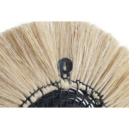 DKD Home Decor Lámpara Aplique de Pared Estilo Colonial con Pantalla de Yute y Cuerpo de Hierro 42x42cm Natural Negro E14 25W