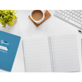 Liderpapel Cuaderno Espiral A5 Pautaguía Tapa Dura 80 Hojas 90gr Cuadro Pautado 4mm Azul