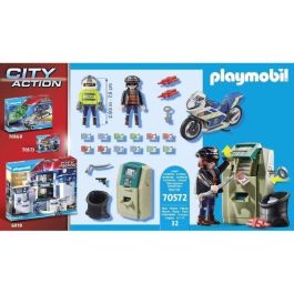 Playmobil City Action Moto de Policía: Persecución del Ladrón de Dinero. Set de Juguete con Vehículo para Niños 4+ Años, Plástico