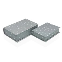 Versa Set de 2 Libros Flores, 5.5x15x22 cm, Lienzo y Madera MDF (2 Unidades)