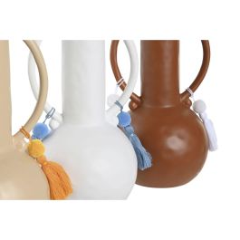 Jarron Boho DKD Home Decor Beige Terracota 14 x 25.6 x 14 cm (3 Unidades)