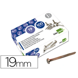 Liderpapel Encuadernadores Niquelados N.3 19 mm Caja de 100 Unidades