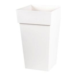 EDA Maceta Toscana cuadrada alta de polipropileno resistente, para exterior e interior, 39x39x65 cm, 62 litros, color Blanco Precio: 45.50000026. SKU: B1FPSNZQSQ