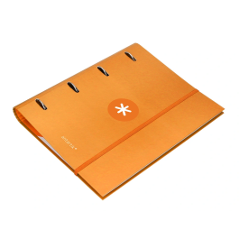 Antartik Carpeta con recambio A4 cuadro 5mm forrada 4 anillas 40mm redondas con solapa color mostaza