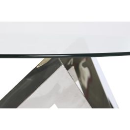 DKD Home Decor Mesa Centro Chic Plateado Transparente Acero Cristal templado 90 x 90 x 45 cm
