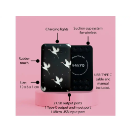 Wondee Batería Externa Inalámbrica 5000 mAh, Carga Rápida, Diseño Aves en Vuelo