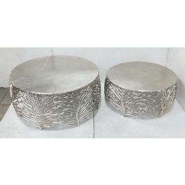 Mesita Auxiliar Moderno DKD Home Decor Plateado 63.5 x 30.5 x 63.5 cm Set de 2