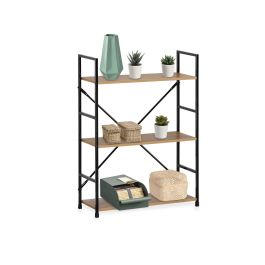 Confortime Estanteria 3 Niveles Metal-Madera Negra 85 cm Ancho x 25 cm Largo x 7 cm Alto