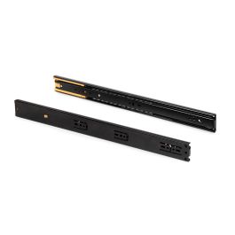 Emuca Lote de 5 juegos de guías para cajones, de bolas, altura 45mm, profundidad 500mm, extracción total, cierre suave, Negro