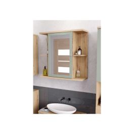 Forte CMPV063M888 Armario Mural de Baño - Roble Artesanal y Verde Salvia con Espejo, 1 Puerta - 69,9 x 23,2 x 68,8 cm