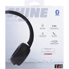 TNB Shine 3 Auriculares Inalámbricos Bluetooth, 4 en 1: Con Cable, Lector SD, Radio FM, Batería 8h, Negro - TNB3303170108031