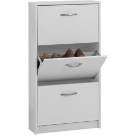 Zapatero - Decoración blanca - 3 solapas - 6 pares - L58,5 x H104,5 x P17 cm - Hecho en Alemania Zapatero - Decoración blanca - 3 solapas - 6 pares - L58,5 x H104,5 x P17 cm - Hecho en Alemania