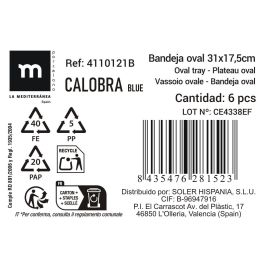 Bandeja Calobra Azul 31x17.5 cm - Inde (24 Unidades) Bandeja Calobra Azul 31x17.5 cm - Inde (24 Unidades)