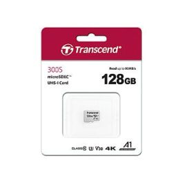 Transcend 300S Tarjeta MicroSDXC de 128 GB Clase 10 U3 V30 con Adaptador, Velocidad de Lectura de 95 MB/s