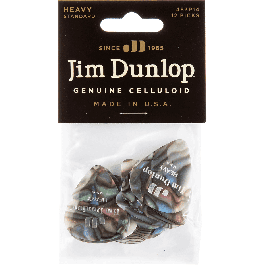 Dunlop Púas Guitarra Heavy Abalón Celluloid Pack 12 Unidades