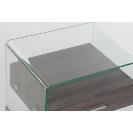 Mesita De Noche Moderno DKD Home Decor Gris Transparente 40 x 45.5 x 50 cm