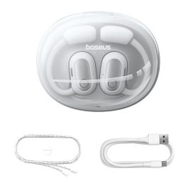 Baseus Eli Sport 1 Auriculares Inalámbricos Bluetooth 5.3 Open-Ear TWS, Blanco, IPX4 Resistente al Agua, 30h de Autonomía con Estuche de Carga