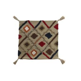 DKD Home Decor Funda Cojín de Poliéster Multicolor con Flecos y Cremallera 50x50 cm