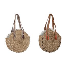 DKD Home Decor Bolso Mediterraneo Naranja Marron 10 x 66 x 41 cm (2 Unidades) Seagrass Etno Hecho a mano