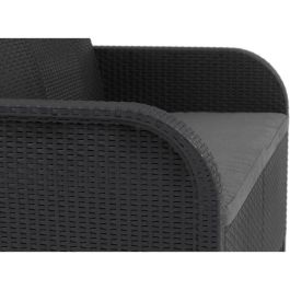 Allibert by KETER Sofá Jardín Sanremo 2 Plazas de Resina Trenzada Aspecto Ratán Gris Grafito Cojines 113x63x74cm Allibert by KETER Sofá Jardín Sanremo 2 Plazas de Resina Trenzada Aspecto Ratán Gris Grafito Cojines 113x63x74cm