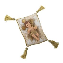 Figura Decorativa Alexandra House Living Plástico Dorado Niño Jesús 12 x 15 x 23 cm Cojín