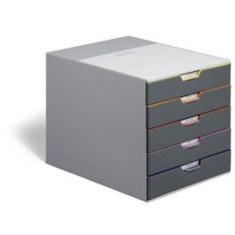 Durable Cajonera VARICOLOR con 5 compartimentos y etiquetas multicolor